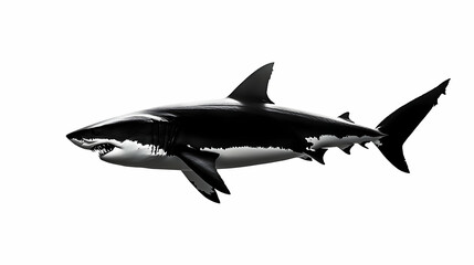 Fototapeta premium A powerful black and white shark swimming gracefully through the water, showcasing its majestic form and strength.