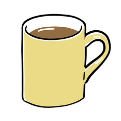 コーヒーが入ったマグカップの手描きイラスト