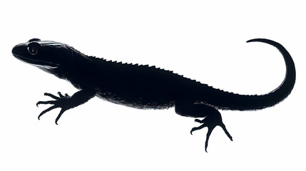 Fototapeta premium A striking silhouette of a salamander showcasing its unique shape and movements against a plain background.