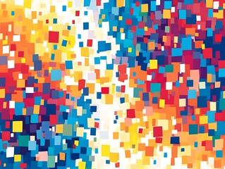 Fototapeta premium Pixelated Pattern in Bright Colors with Sharp Square Tiles on White Background for Bold Graphic Design