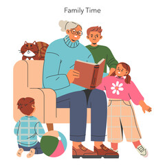 Pensioners Cope With Loneless. Flat Vector Illustration