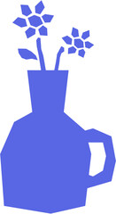 Artistic potted flowers. Flat design style. unique style pot.