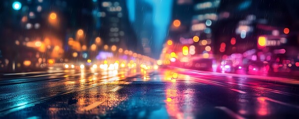 Obraz premium modern city skyline with glowing futuristic pathways and vibrant colors 