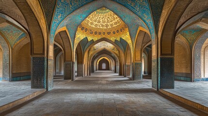 Obraz premium Majestic Islamic Mosque Interior with Arched Doorways