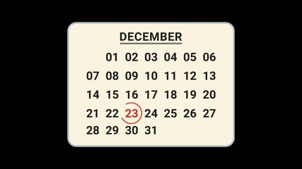 23 December Calendar Date Animation