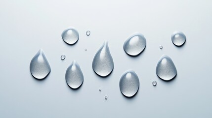 Water droplets on a smooth surface, showcasing clarity and reflection.