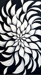 Abstract Black White Flower Mandala Art Painting Design Home Decor.