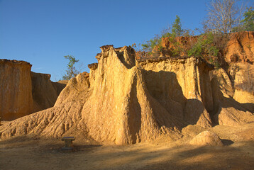 The subsidence of the soil has occurred over thousands of years, and everything is natural. This place is located in the northern part of Thailand.