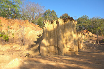 This place is located in Phrae Province, Thailand. The land subsidence has been going on for thousands of years.