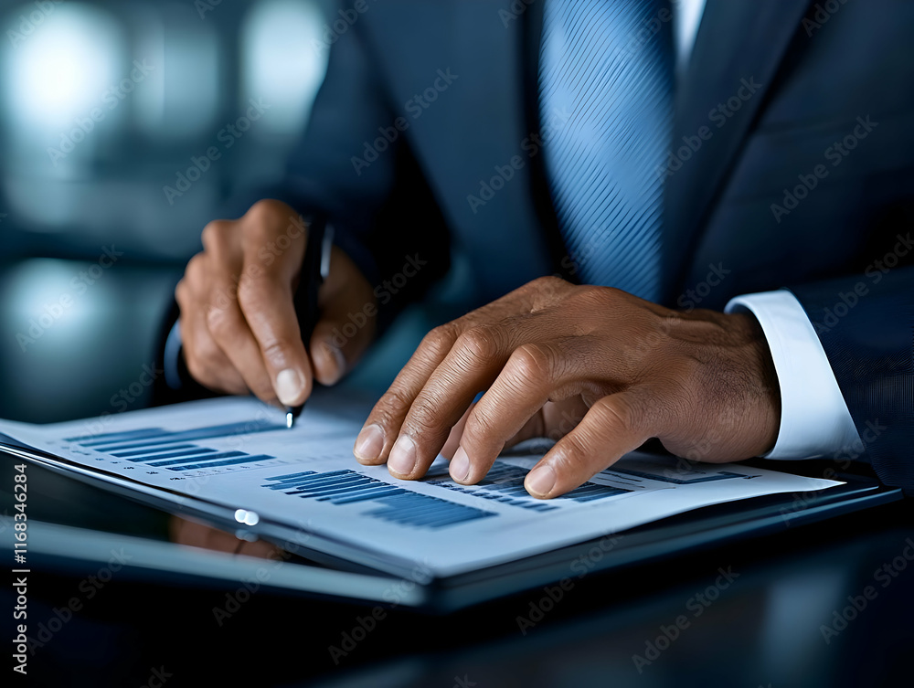 Aufkleber business professional analyzing graphs and data for informed decision-making in a modern office envi
