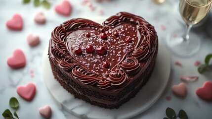 Fototapeta premium heart shaped chocolate cake