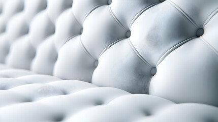 Fototapeta premium Detailed close-up of a luxurious white tufted sofa, showcasing its elegant design and plush texture.