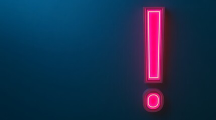 Glowing pink exclamation mark and circle on dark blue background.