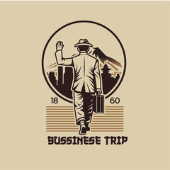 Retro Man Walking Logo