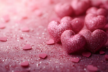 Fototapeta premium Red heart of valentines day abstract background banner generative AI