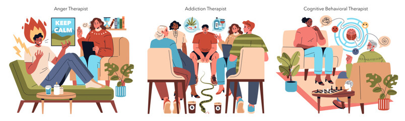 Fototapeta premium Psychotherapists. Flat Vector Illustration