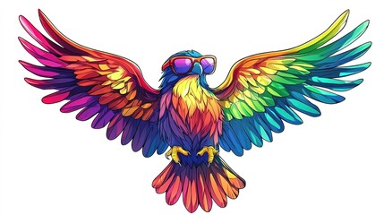 Rainbow Bird with Sunglasses