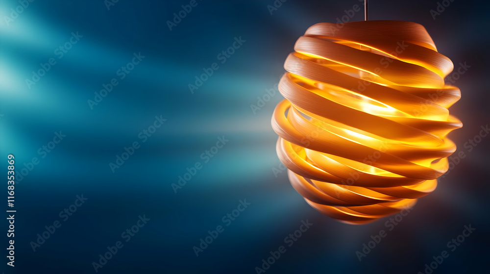 Poster unique modern pendant lamp casting warm light, creating an inviting atmosphere with a stylish design