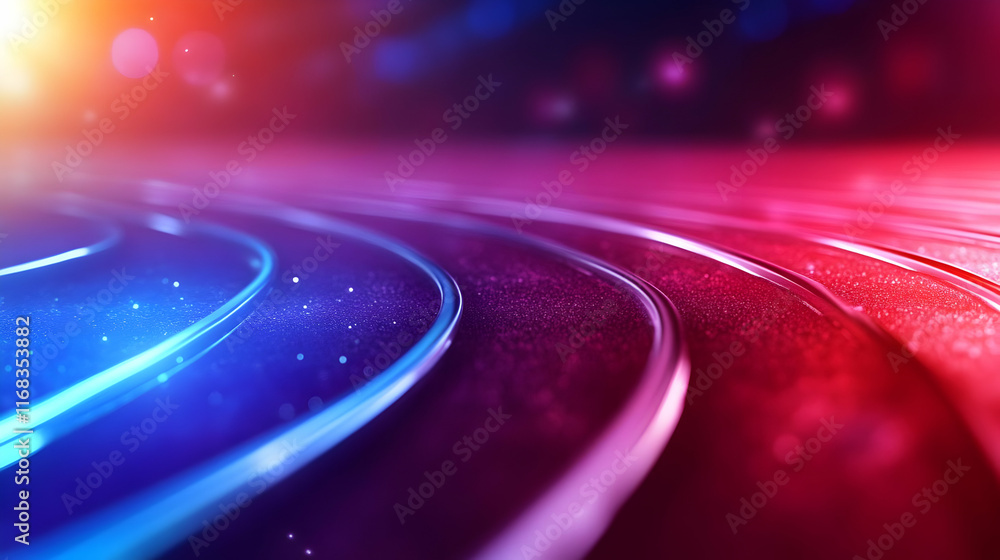 Poster vibrant abstract multicolored lines on a surface creating a dynamic and futuristic atmosphere.