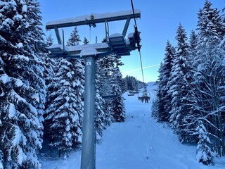 Winterlandschaft und Skifahren