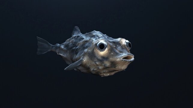 A 3D-rendered fish with large eyes and a textured body.