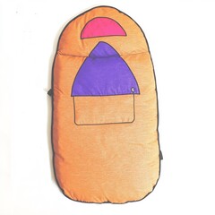 Fototapeta premium Close-Up Photo: Cozy Orange Baby Stroller Sleeping Bag Mockup. AI Generated