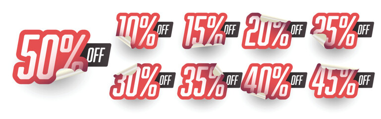 Set sale discount label 10% of up to 90% off