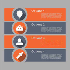 Set of colored banners, with icons for business theme. Flat style