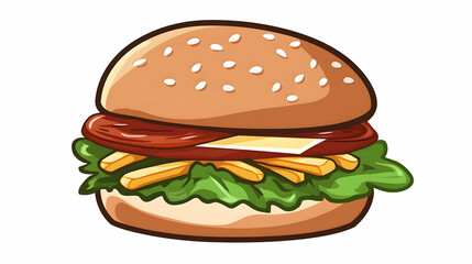 Cartoon Burger Fries Cheese Lettuce Menu Design.