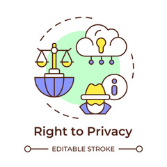 Privacy right multi color concept icon. Cyber security. System, access. Hacking, crime. Round shape line illustration. Abstract idea. Graphic design. Easy to use in infographic, presentation