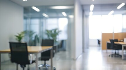 Modern Office Interior with Blurred Abstract Background, Perfect for Work Environment Themes
