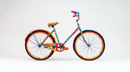 Colorful patterned bicycle.
