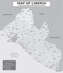 Obraz premium African Countries Geography Political map. Political map of country with capital, province or state capital, major cities and town.