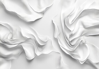 Fototapeta premium Abstract white fabric folds and waves.