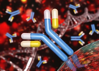 antibodies, immunoglobulins, the immune system, 3D rendering