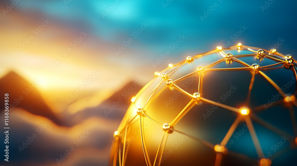 Aufkleber a close-up view of a connected globe symbolizing global communication and technology in a vibrant su