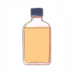 Hand-Drawn Illustration: Charming Amber Liquid in Glass Bottle Mockup. AI Generated