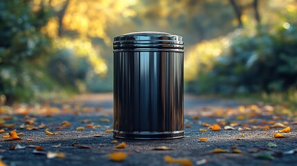 Minimalist Trash Can Illustration with Natural Lighting and Depth