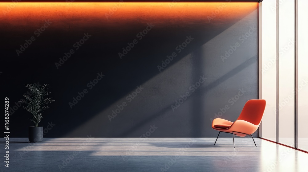 Poster a modern studio design featuring a black gradient wall and subtle abstract light patterns, perfect f