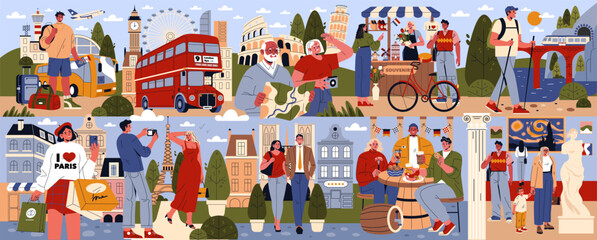 Eurotour. Flat Vector Illustration