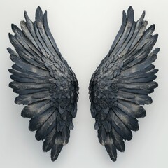Obraz premium Black wings on white surface