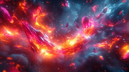 Fiery, swirling crystals in cosmic dust.