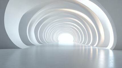 Naklejka premium Abstract white tunnel with glowing end.