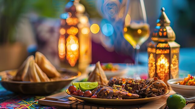 Various kinds of food menus are served at the dining table