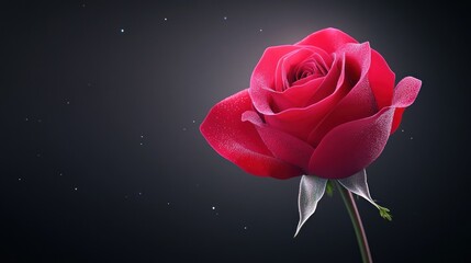 A close-up of a vibrant red rose against a dark background.