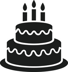 Two-Tier Birthday Cake Vector with Candles - Elegant Silhouette Design