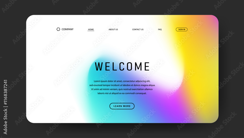 Poster abstract wave futuristic design of landing page. trendy gradient mesh website design