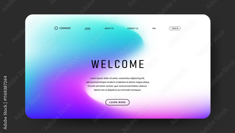 Aufkleber abstract wave futuristic design of landing page. trendy gradient mesh website design