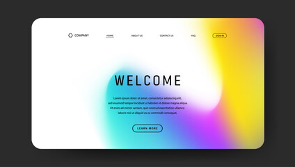 Abstract wave futuristic design of landing page. trendy gradient mesh website design	
