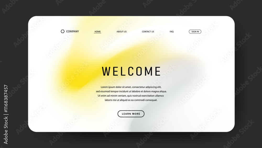 Poster abstract wave futuristic design of landing page. trendy gradient mesh website design